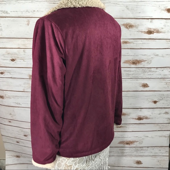 Faux Suede Wine Color Jacket - Picture 3 of 3